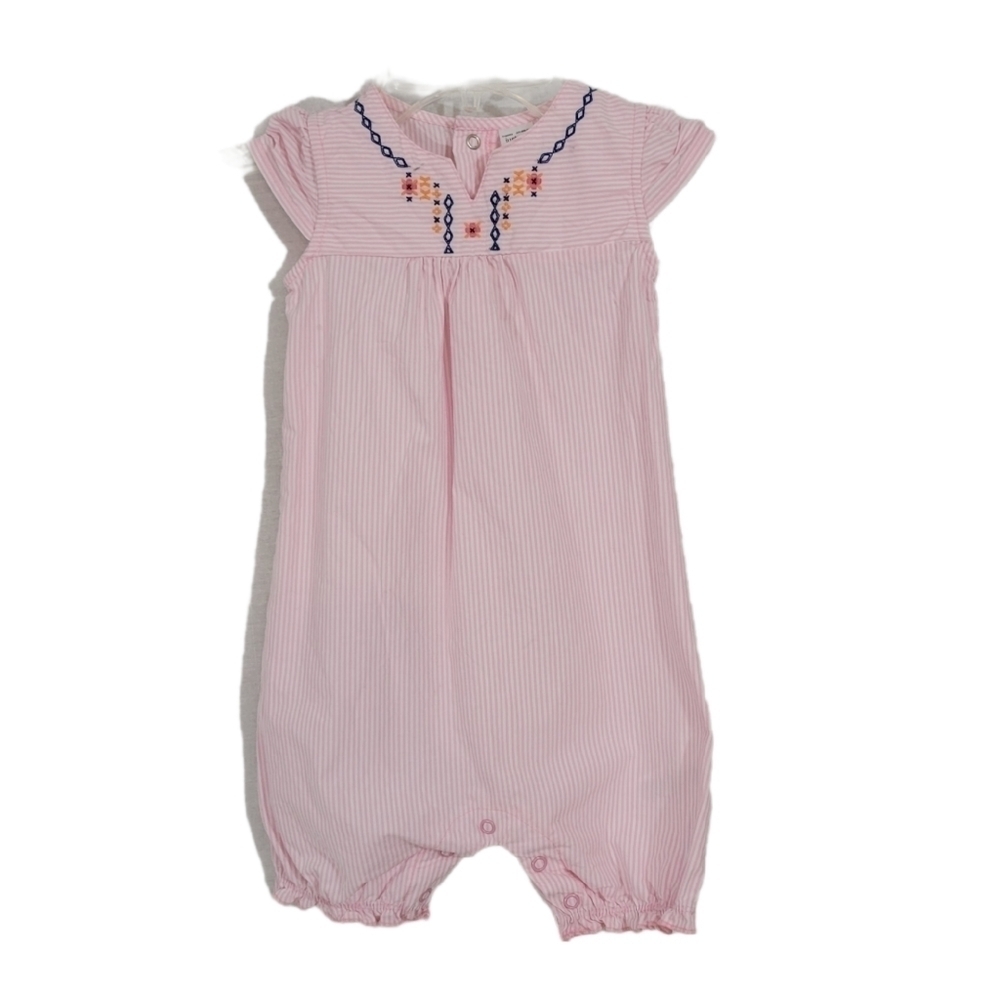 Carter's Pink Pinstripe Embroidered Summer Romper